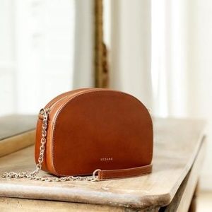 Sézane Heritage Choco Lisse Brown Leather Purse